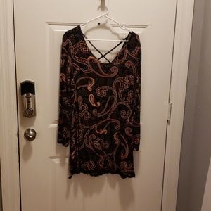 Paisley print long sleeve mini dress